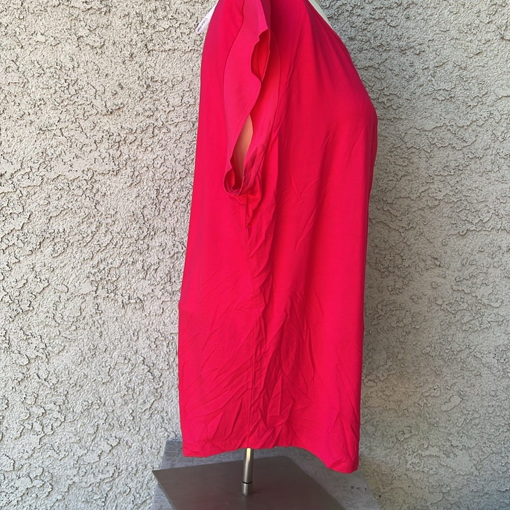Calvin Klein Hot Pink Super Soft Tee Cap Sleeve Shirt Blouse Top w Front Pocket - Picture 6 of 8
